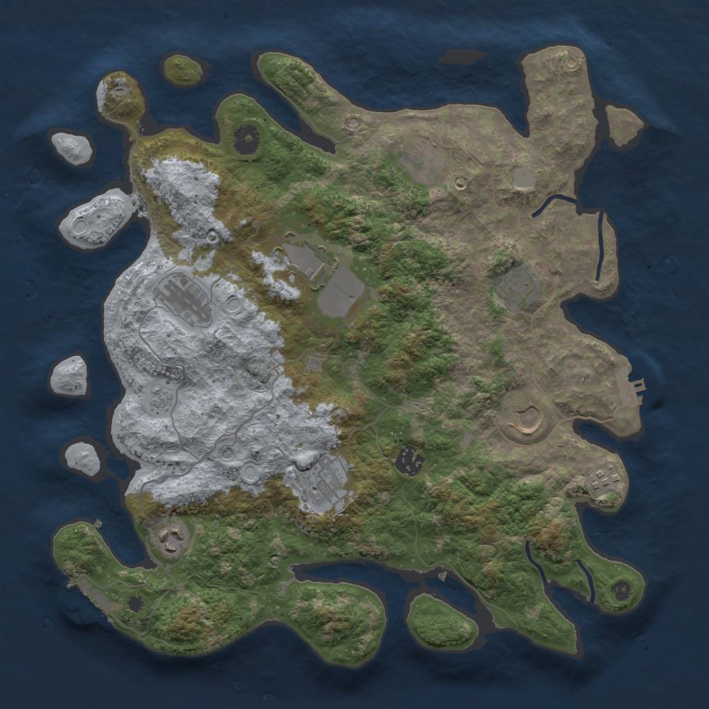 Rust Map: Procedural Map, Size: 3750, Seed: 1743482068, 18 Monuments
