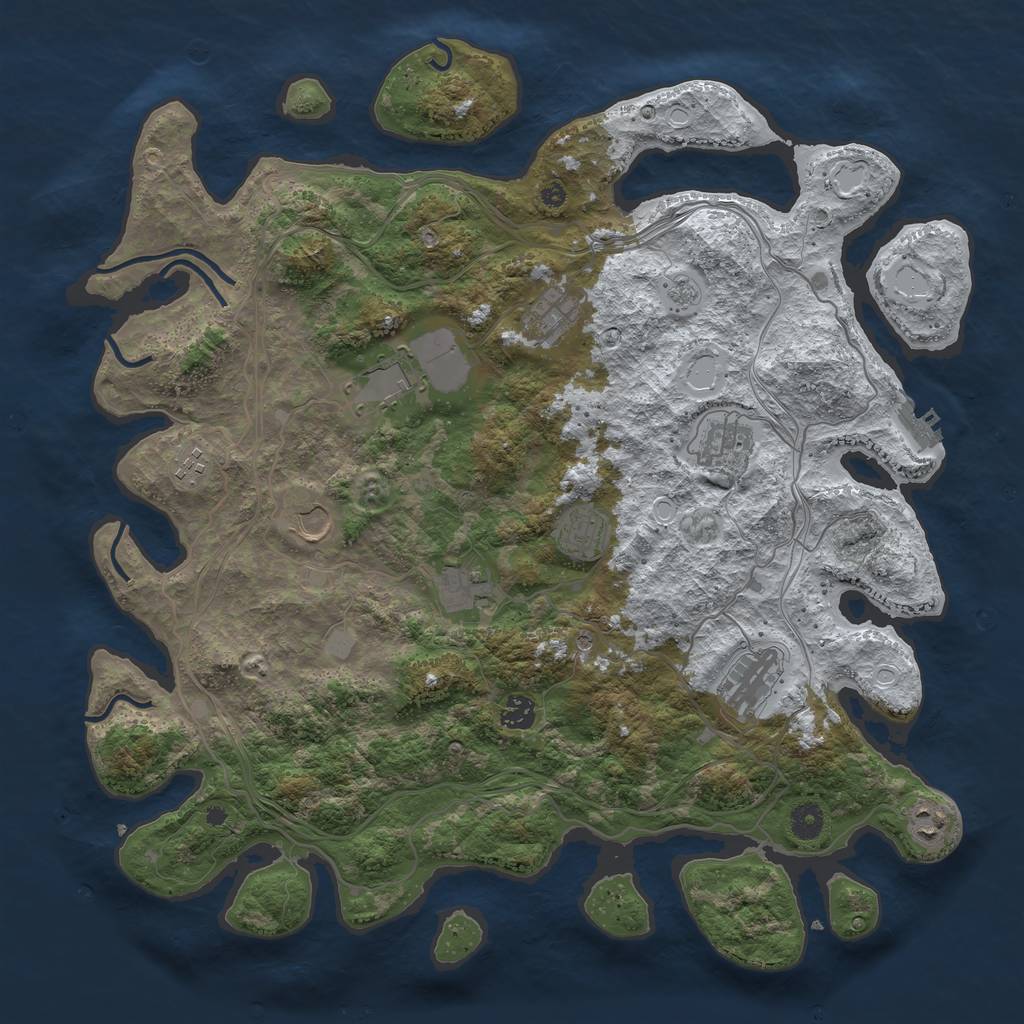 Rust Map: Procedural Map, Size: 4300, Seed: 758296242, 18 Monuments