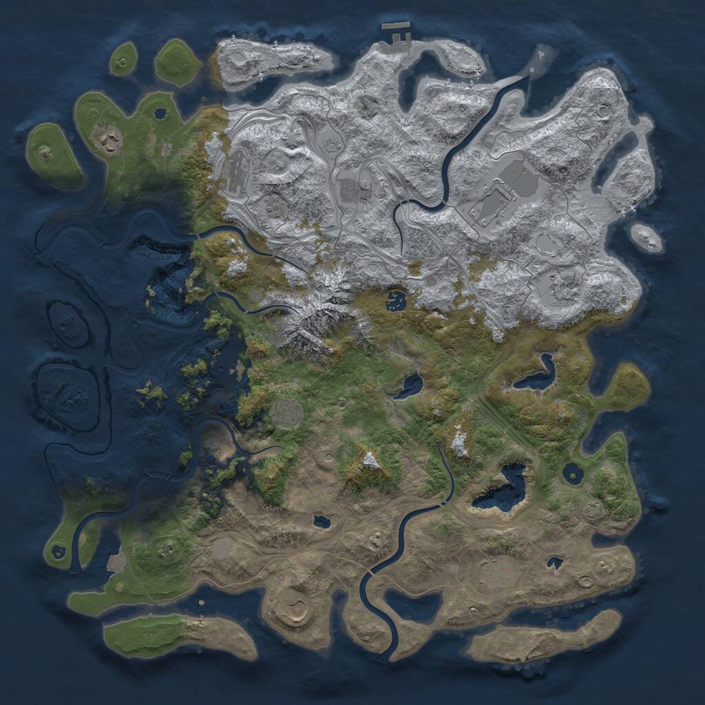 Rust Map: Procedural Map, Size: 5000, Seed: 471632342, 16 Monuments