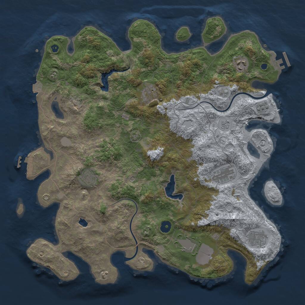 Rust Map: Procedural Map, Size: 4000, Seed: 516692458, 13 Monuments