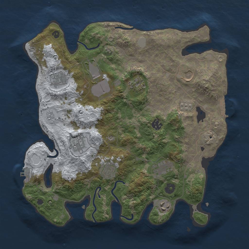 Rust Map: Procedural Map, Size: 3500, Seed: 1861505478, 19 Monuments