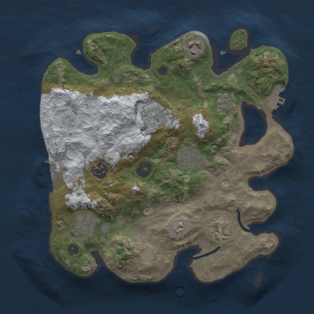 Rust Map: Procedural Map, Size: 3000, Seed: 1855244164, 16 Monuments
