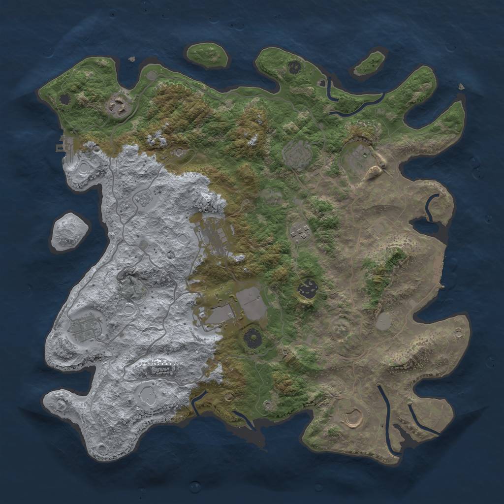 Rust Map: Procedural Map, Size: 4000, Seed: 879424, 18 Monuments