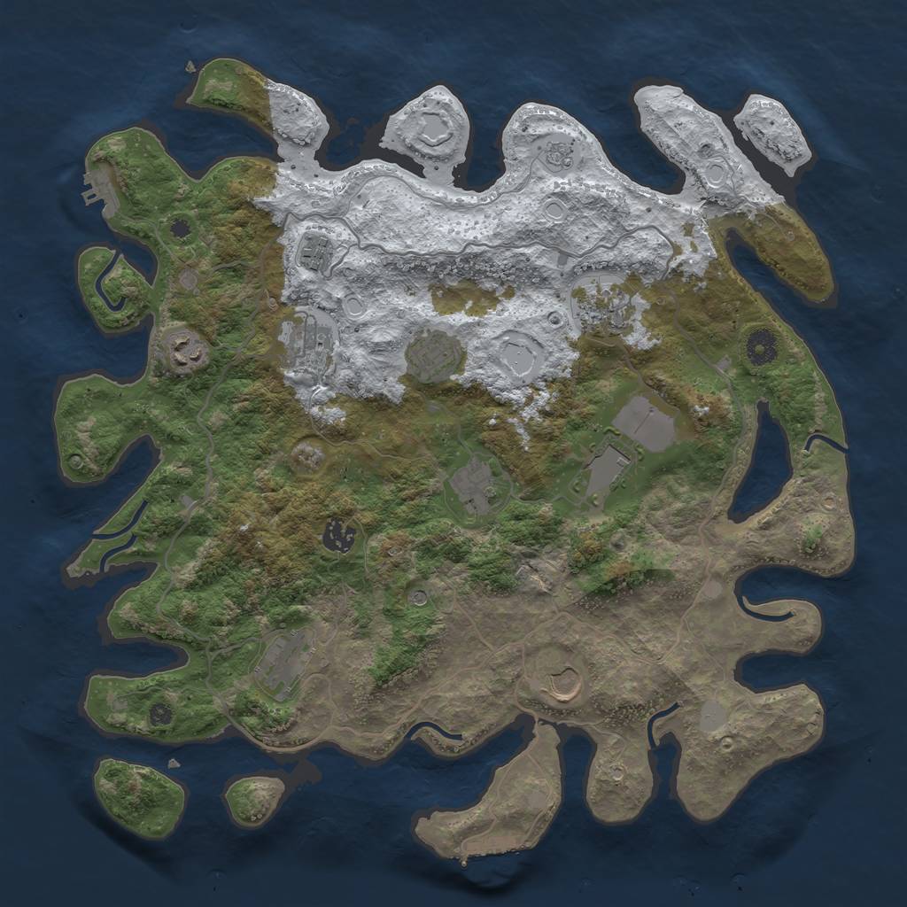 Rust Map: Procedural Map, Size: 4000, Seed: 1172948805, 19 Monuments