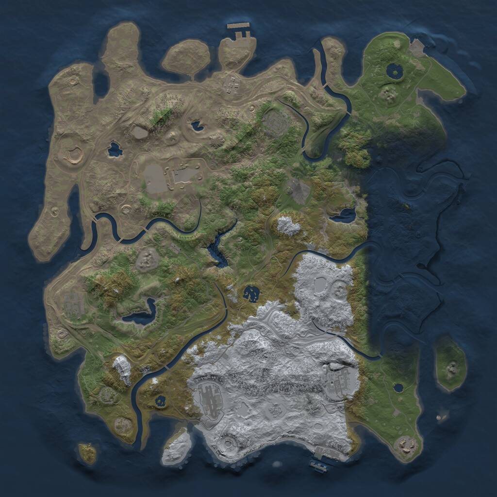 Rust Map: Procedural Map, Size: 4500, Seed: 1880220005, 16 Monuments