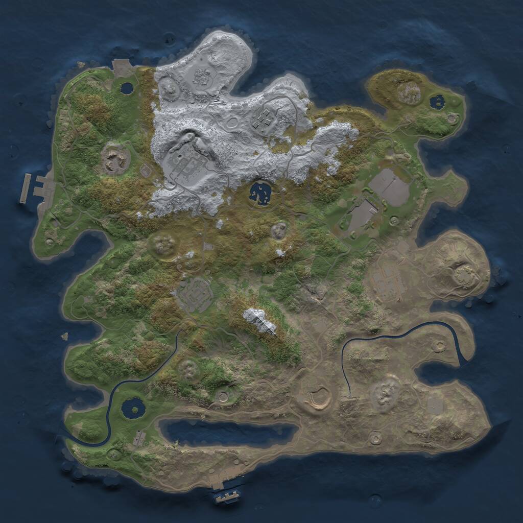 Rust Map: Procedural Map, Size: 3500, Seed: 68614769, 14 Monuments