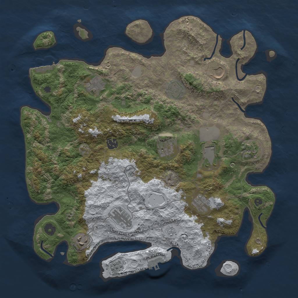 Rust Map: Procedural Map, Size: 3850, Seed: 661012678, 20 Monuments