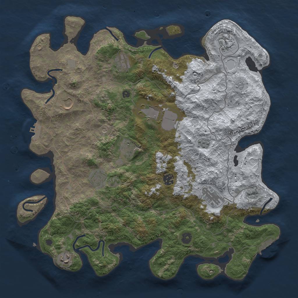 Rust Map: Procedural Map, Size: 4000, Seed: 823212, 19 Monuments