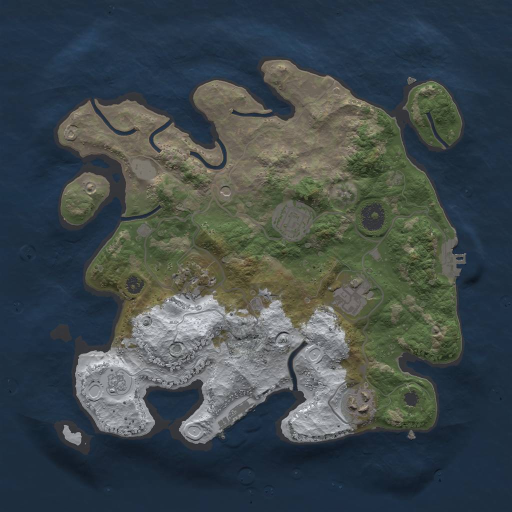Rust Map: Procedural Map, Size: 3000, Seed: 2146616266, 13 Monuments