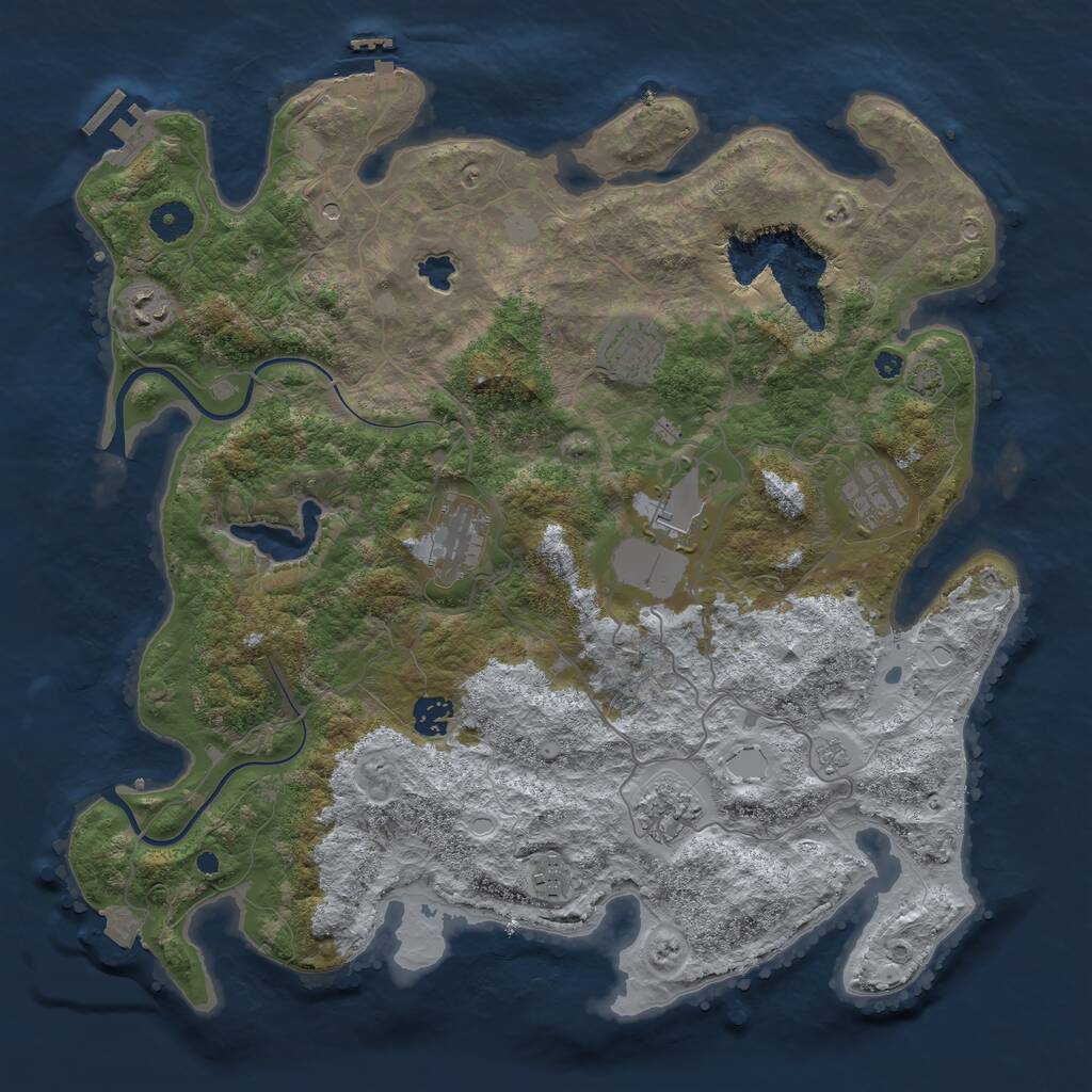 Rust Map: Procedural Map, Size: 4000, Seed: 250457, 14 Monuments