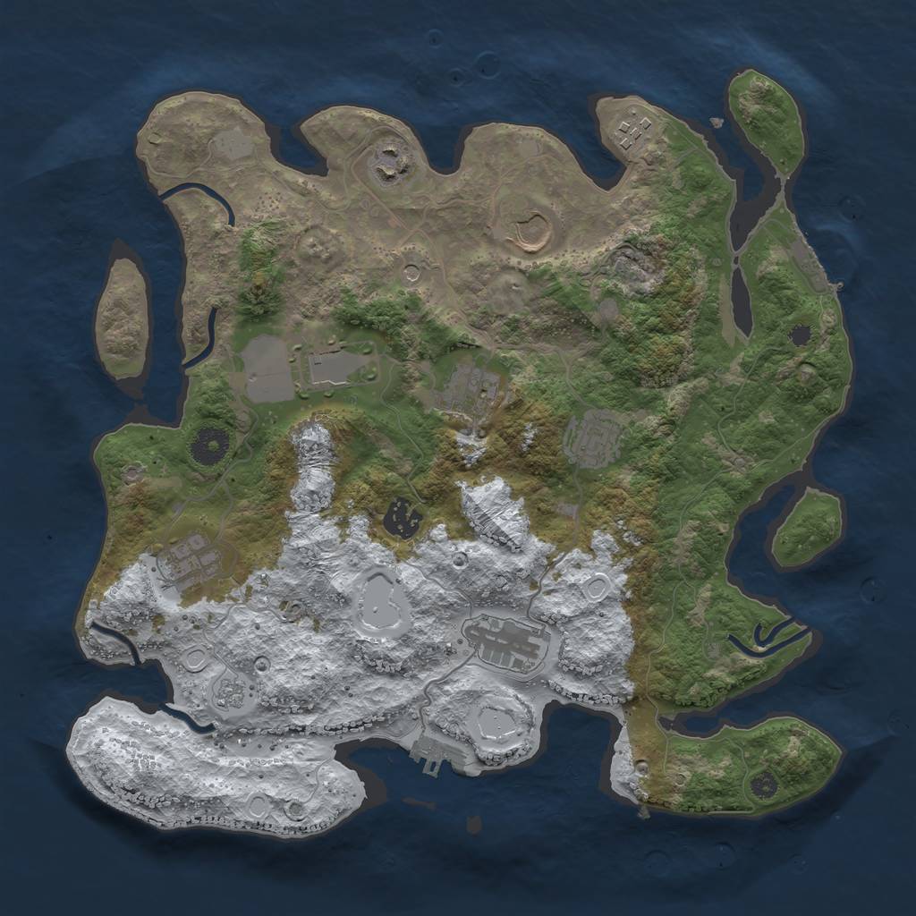 Rust Map: Procedural Map, Size: 3600, Seed: 2089282645, 18 Monuments