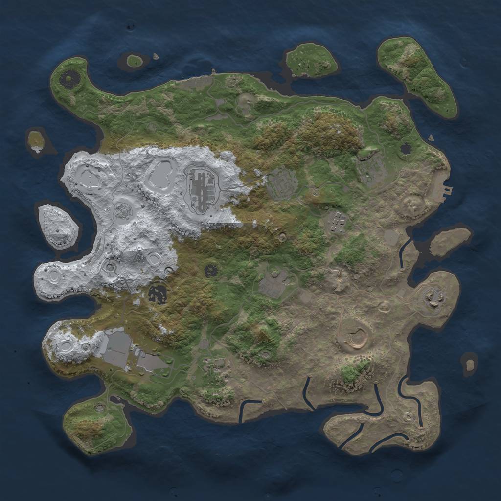 Rust Map: Procedural Map, Size: 3800, Seed: 1423657618, 19 Monuments
