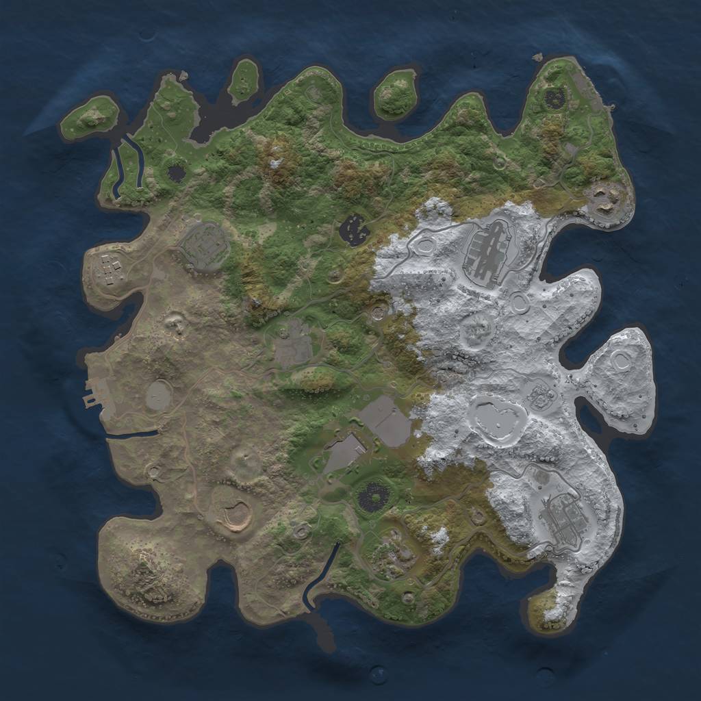 Rust Map: Procedural Map, Size: 3500, Seed: 1235186302, 19 Monuments