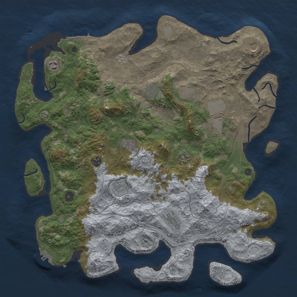 Rust Map: Procedural Map, Size: 4500, Seed: 40480596, 20 Monuments