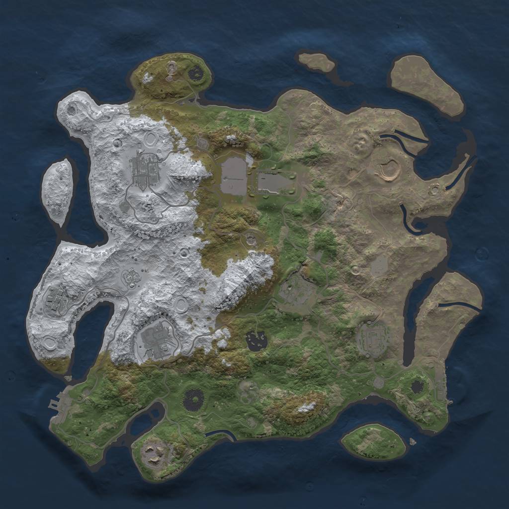 Rust Map: Procedural Map, Size: 3500, Seed: 424606539, 18 Monuments