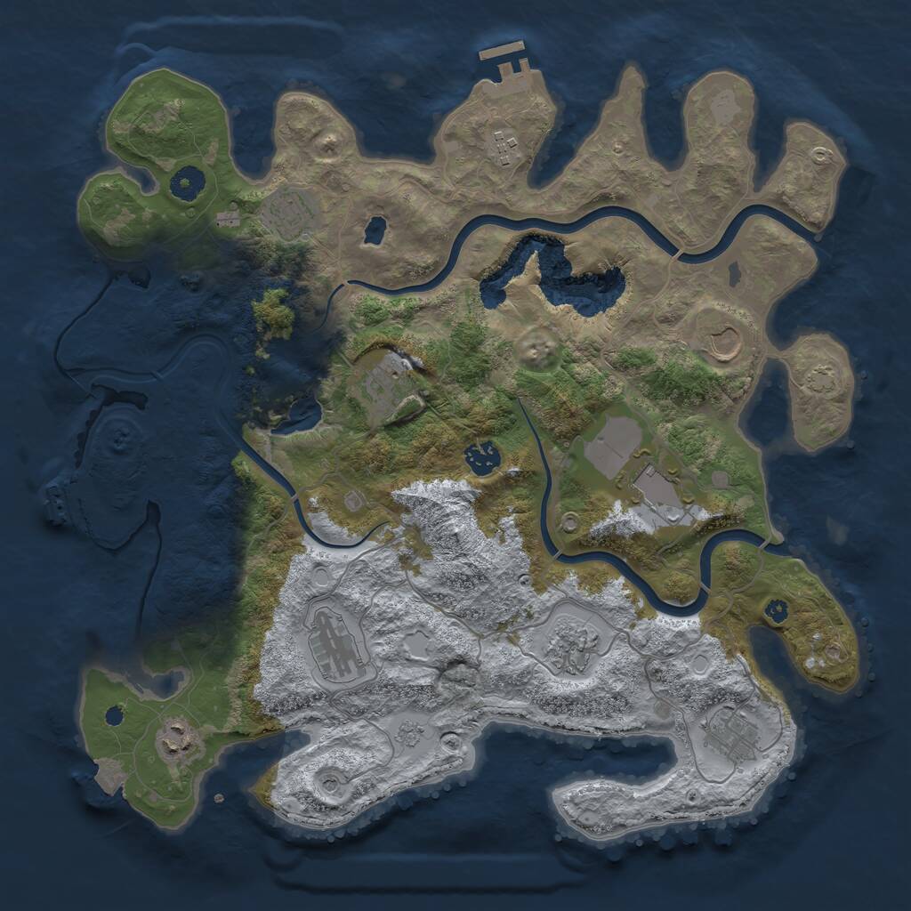 Rust Map: Procedural Map, Size: 4000, Seed: 225668095, 16 Monuments