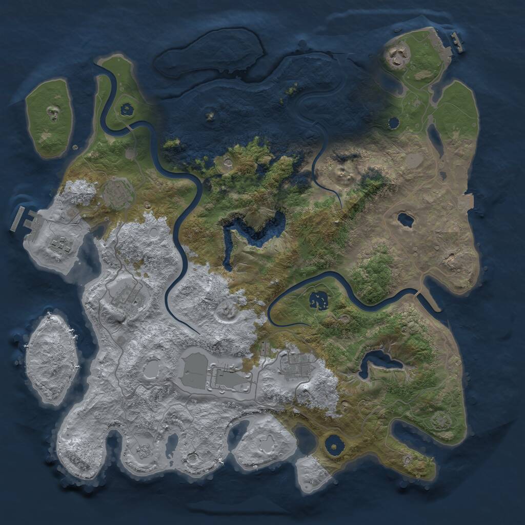 Rust Map: Procedural Map, Size: 4000, Seed: 1802698341, 13 Monuments