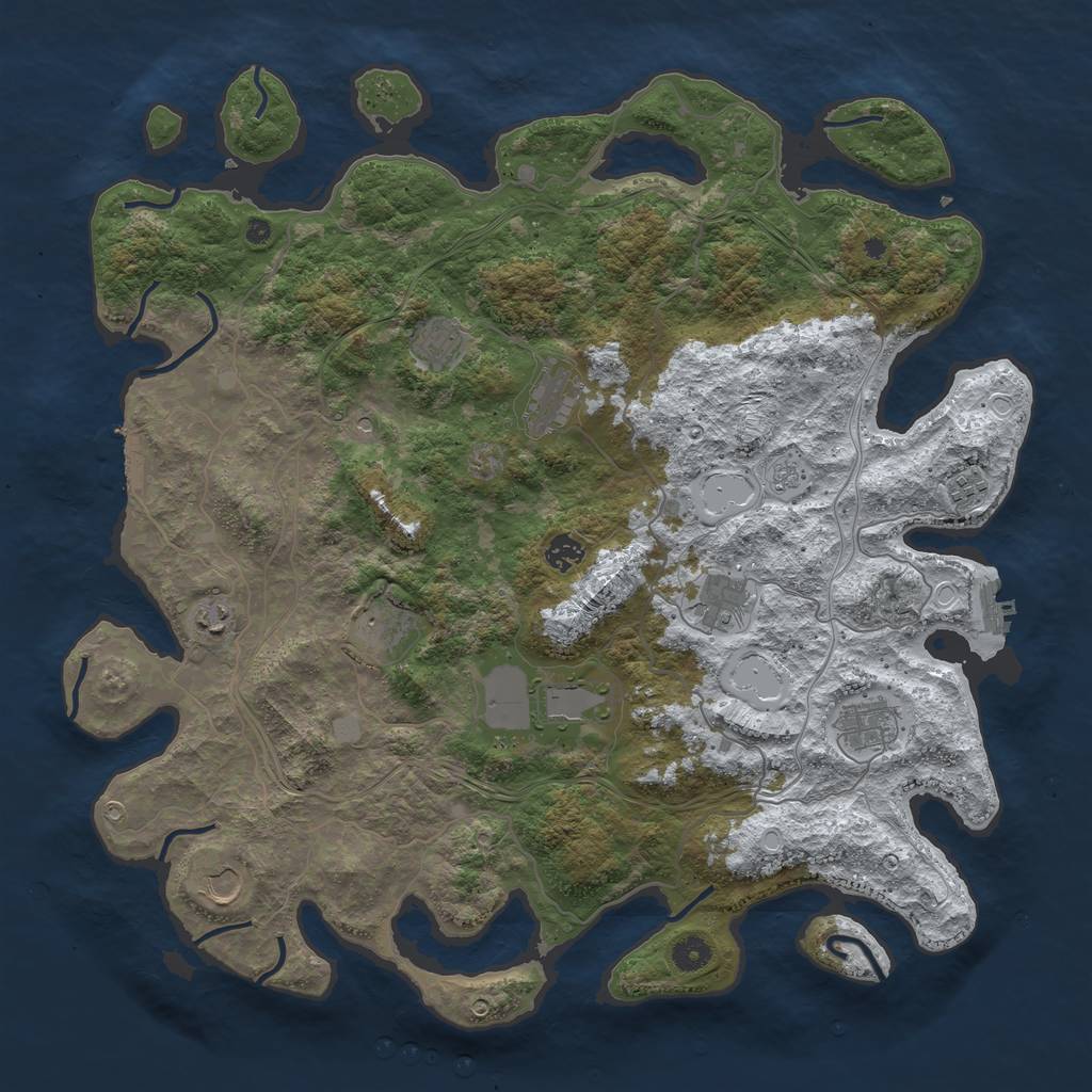 Rust Map: Procedural Map, Size: 4500, Seed: 8372207, 19 Monuments