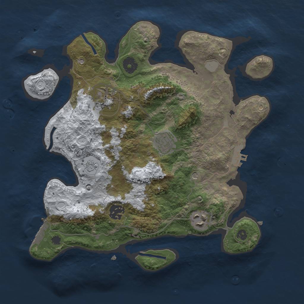 Rust Map: Procedural Map, Size: 3000, Seed: 25412, 13 Monuments