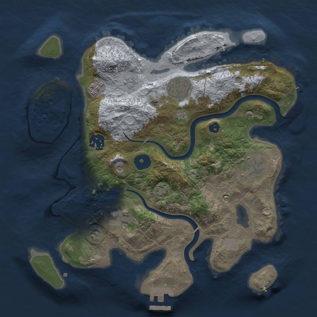 Rust Map: Procedural Map, Size: 3000, Seed: 14484, 10 Monuments