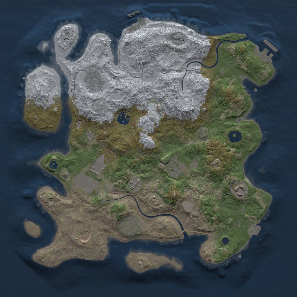 Rust Map: Procedural Map, Size: 3500, Seed: 1842996905, 14 Monuments