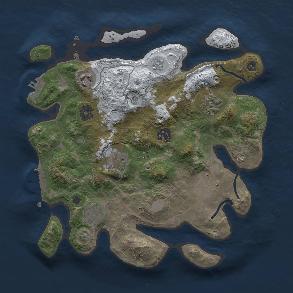 Rust Map: Procedural Map, Size: 3000, Seed: 25353, 15 Monuments
