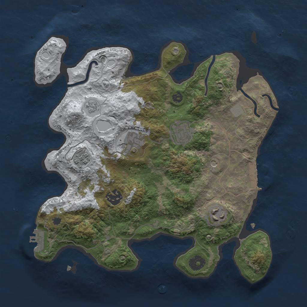 Rust Map: Procedural Map, Size: 3000, Seed: 535990684, 14 Monuments