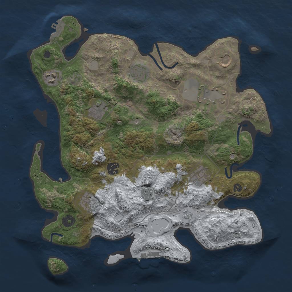 Rust Map: Procedural Map, Size: 3500, Seed: 1424310076, 18 Monuments