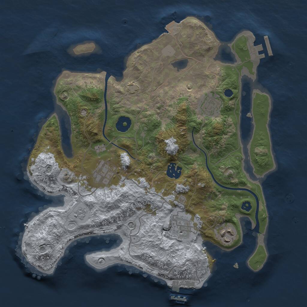 Rust Map: Procedural Map, Size: 3000, Seed: 18443, 11 Monuments