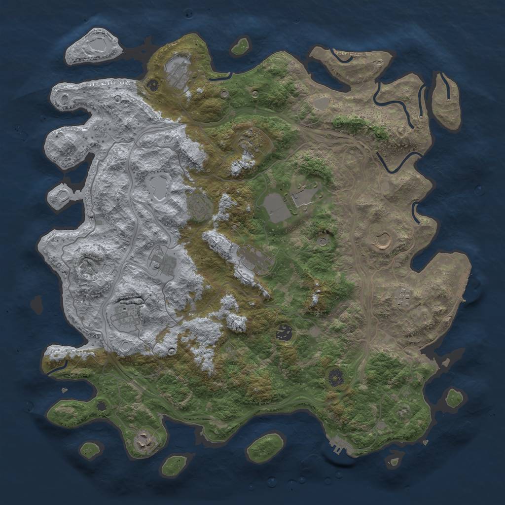 Rust Map: Procedural Map, Size: 4500, Seed: 1232137, 20 Monuments