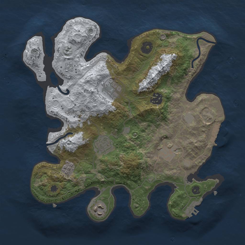 Rust Map: Procedural Map, Size: 3000, Seed: 24998, 15 Monuments