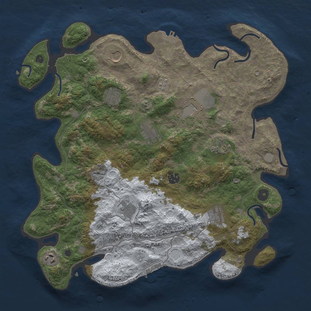 Rust Map: Procedural Map, Size: 4000, Seed: 55222, 19 Monuments