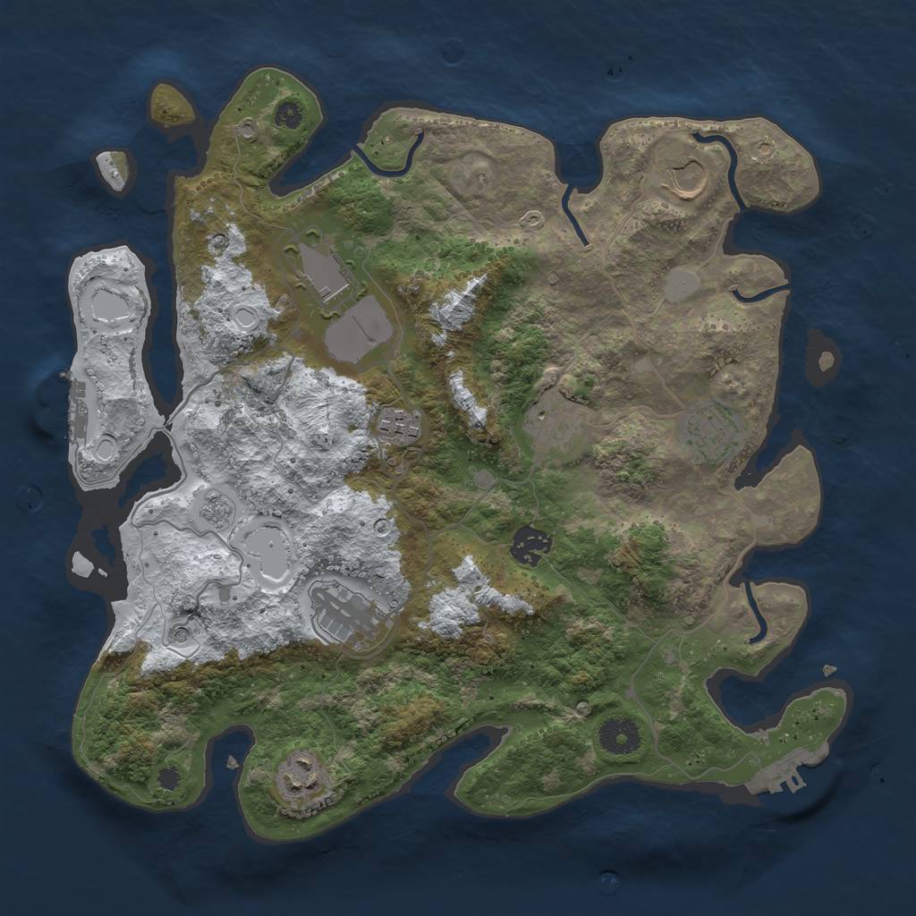Rust Map: Procedural Map, Size: 3500, Seed: 529248596, 17 Monuments
