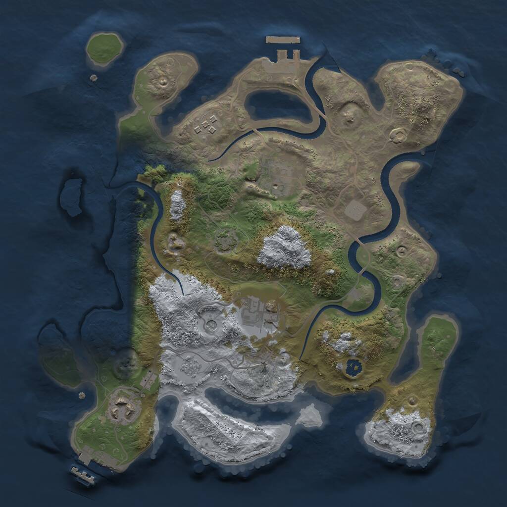 Rust Map: Procedural Map, Size: 3000, Seed: 369039165, 10 Monuments