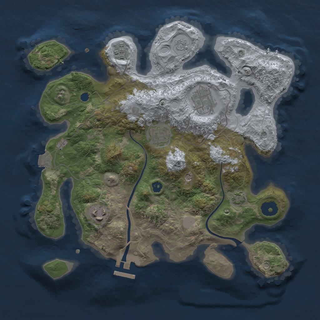 Rust Map: Procedural Map, Size: 3000, Seed: 14575, 9 Monuments