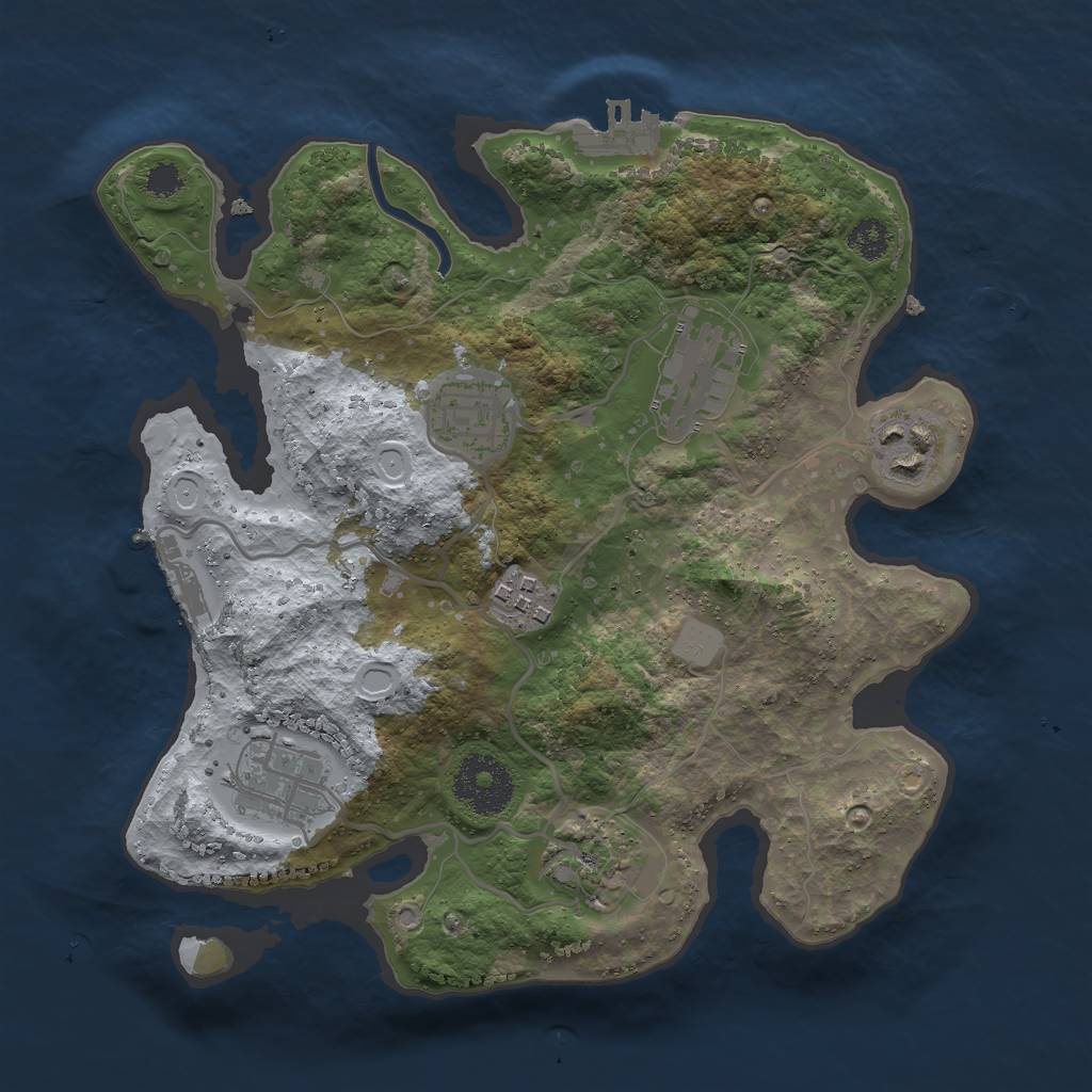 Rust Map: Procedural Map, Size: 2750, Seed: 1561658, 13 Monuments