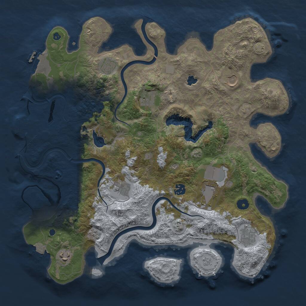 Rust Map: Procedural Map, Size: 4000, Seed: 243421, 15 Monuments