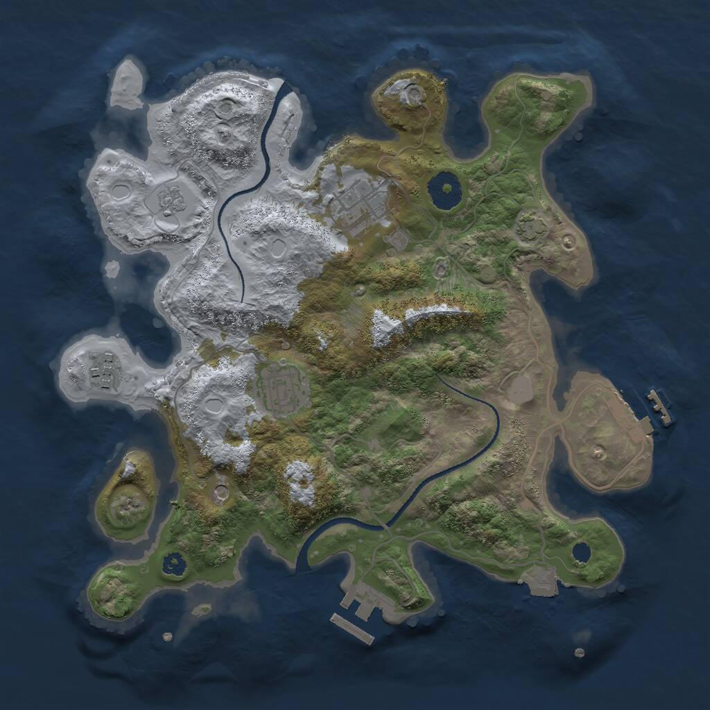 Rust Map: Procedural Map, Size: 3000, Seed: 790980371, 9 Monuments