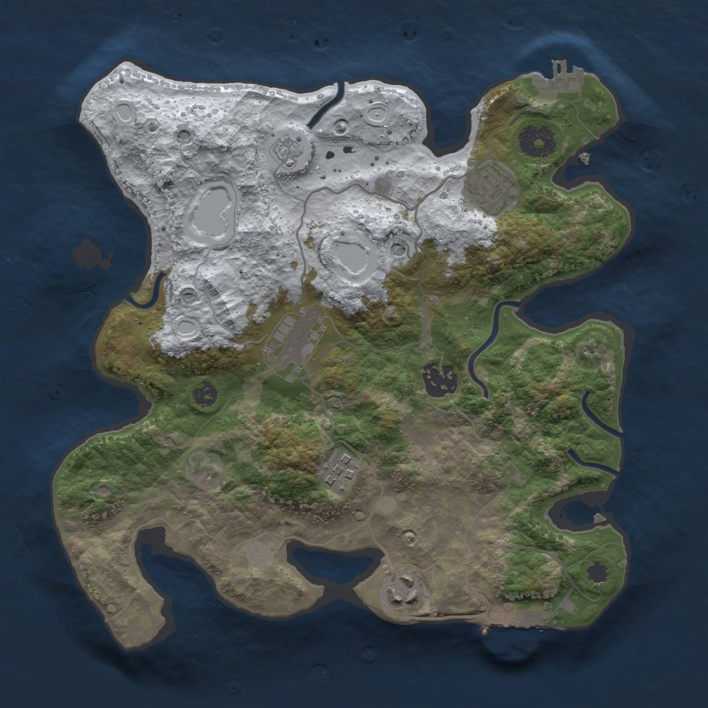 Rust Map: Procedural Map, Size: 3000, Seed: 939408281, 14 Monuments