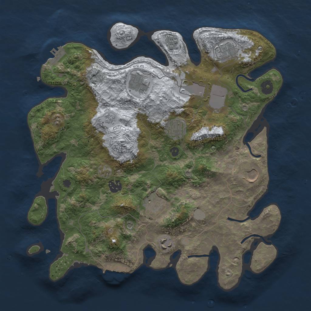 Rust Map: Procedural Map, Size: 3500, Seed: 195225, 18 Monuments