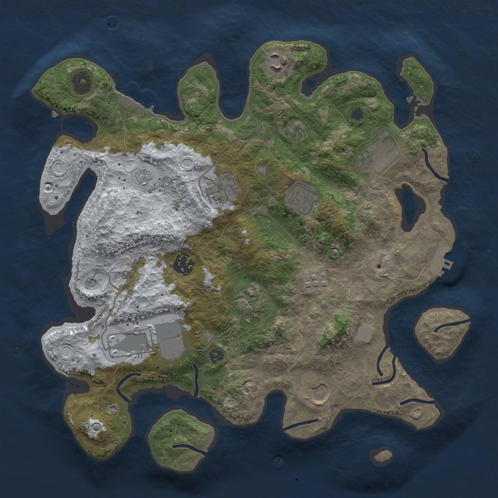 Rust Map: Procedural Map, Size: 3500, Seed: 460577539, 18 Monuments