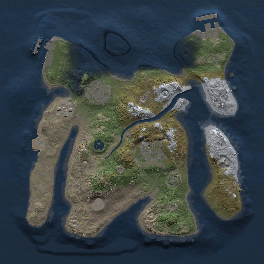 Rust Map: Procedural Map, Size: 2500, Seed: 53324232, 8 Monuments