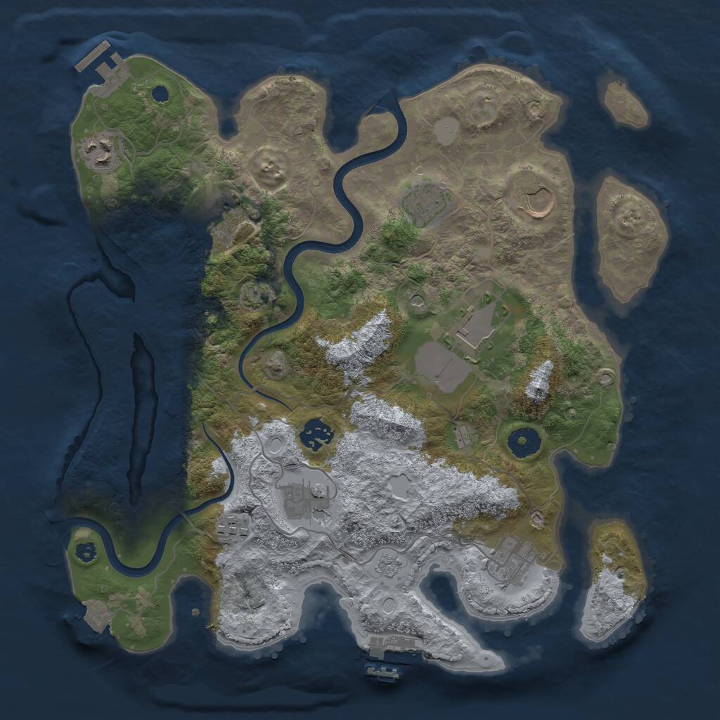 Rust Map: Procedural Map, Size: 3500, Seed: 16498, 15 Monuments