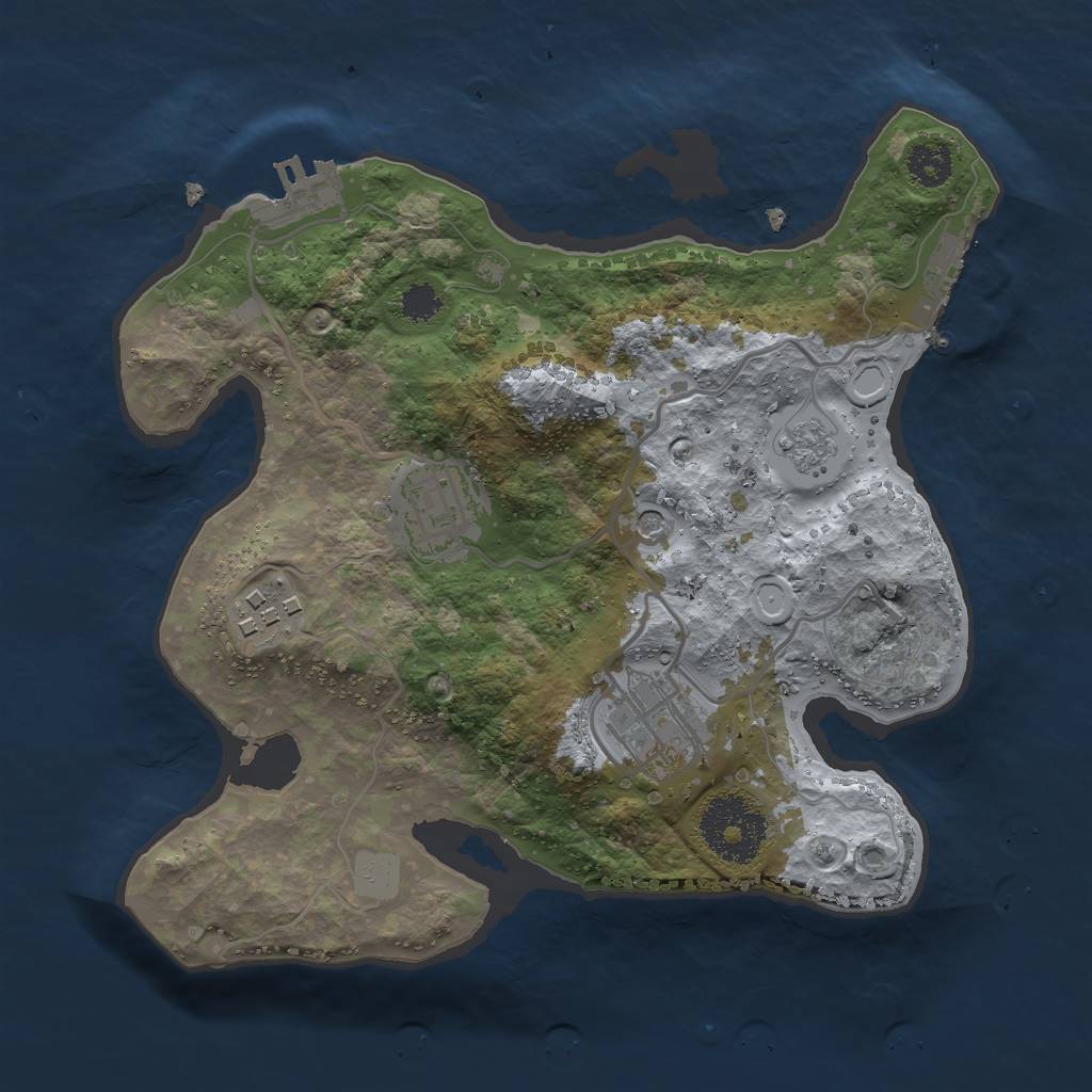 Rust Map: Procedural Map, Size: 2500, Seed: 56728224, 10 Monuments