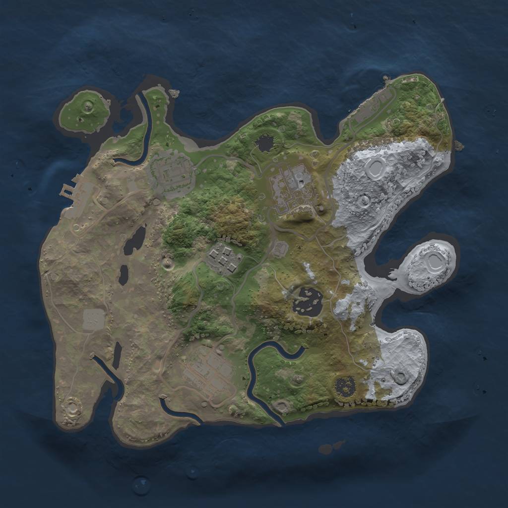 Rust Map: Procedural Map, Size: 2500, Seed: 5672, 12 Monuments