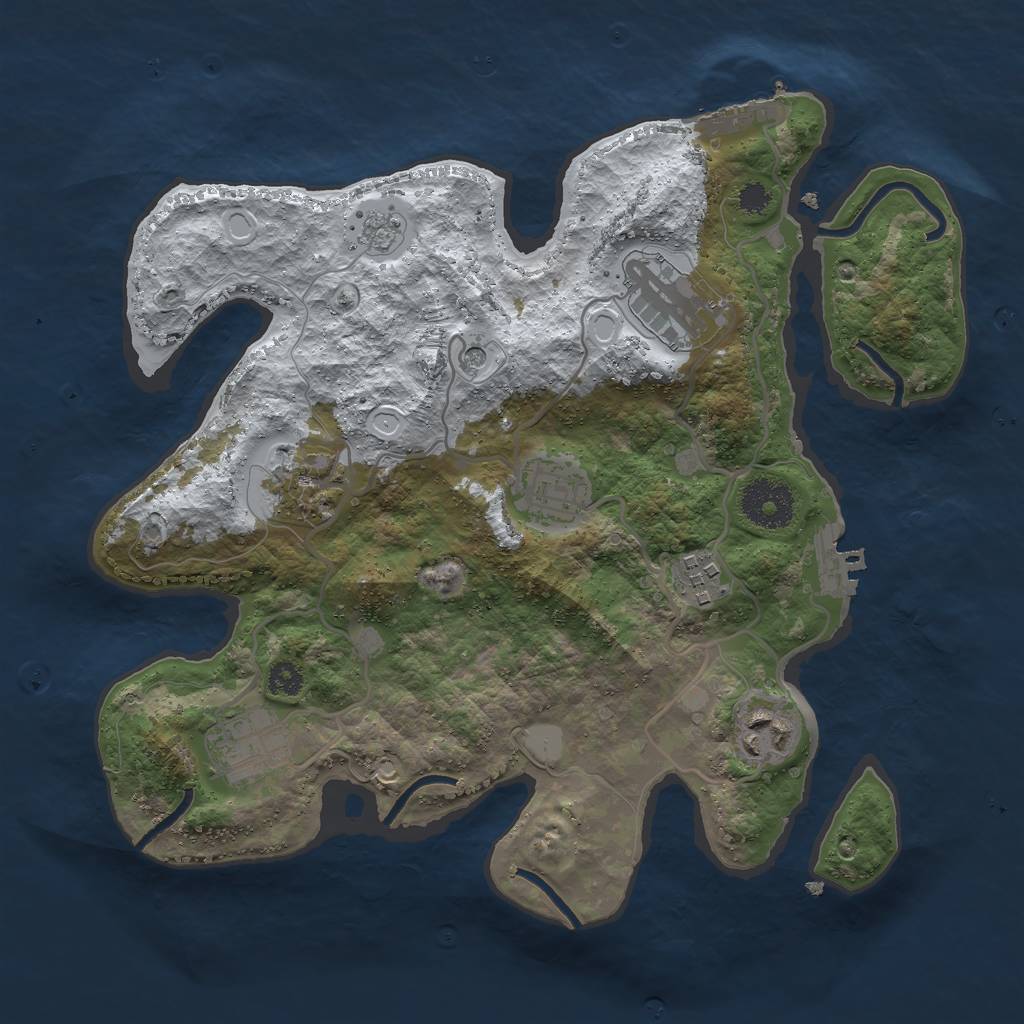 Rust Map: Procedural Map, Size: 3000, Seed: 2059041542, 15 Monuments