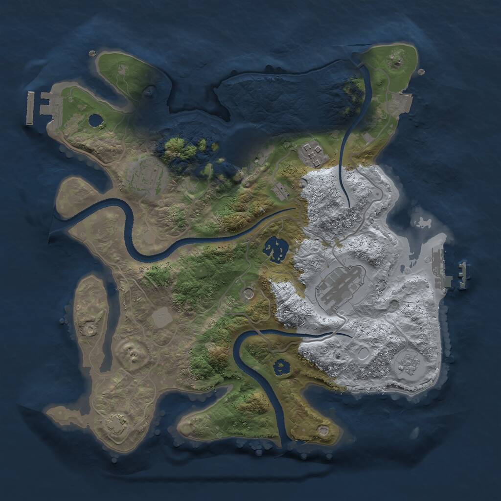 Rust Map: Procedural Map, Size: 3000, Seed: 47665, 11 Monuments