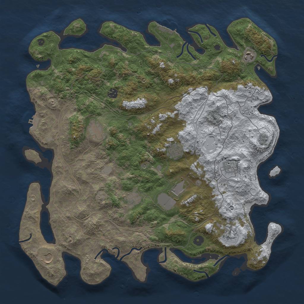 Rust Map: Procedural Map, Size: 4500, Seed: 382049791, 19 Monuments