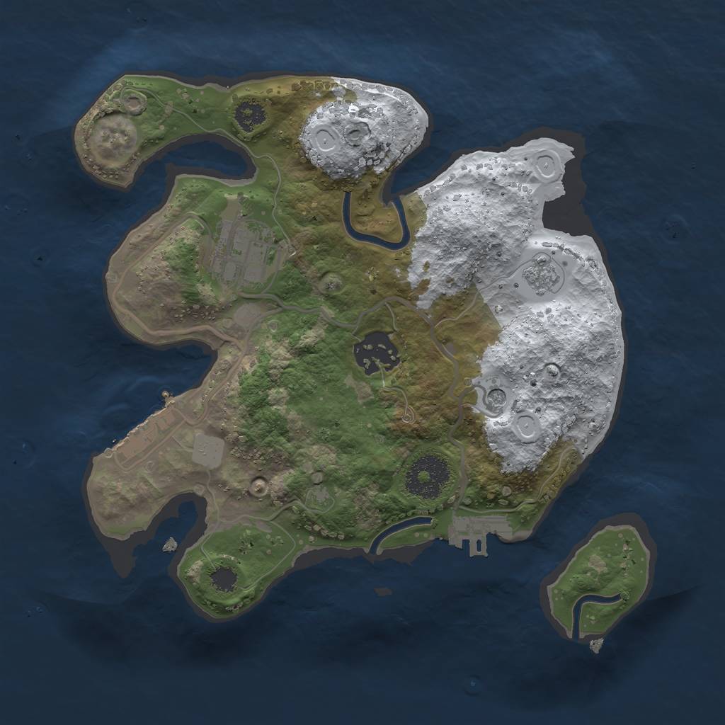 Rust Map: Procedural Map, Size: 2500, Seed: 53324, 11 Monuments