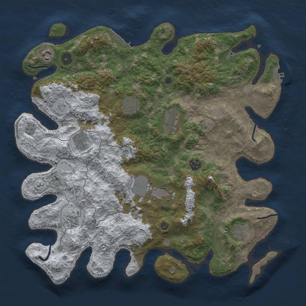 Rust Map: Procedural Map, Size: 4000, Seed: 938418, 18 Monuments